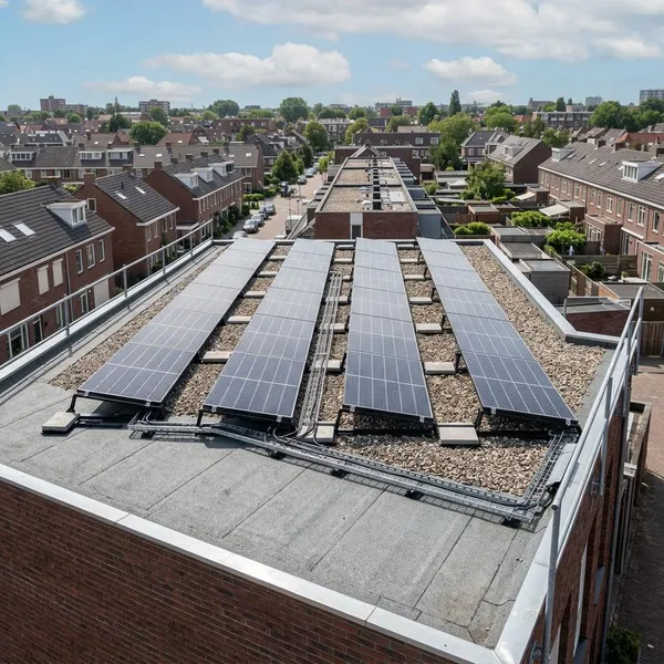 Afstand bij zonnepanelen op een plat dak